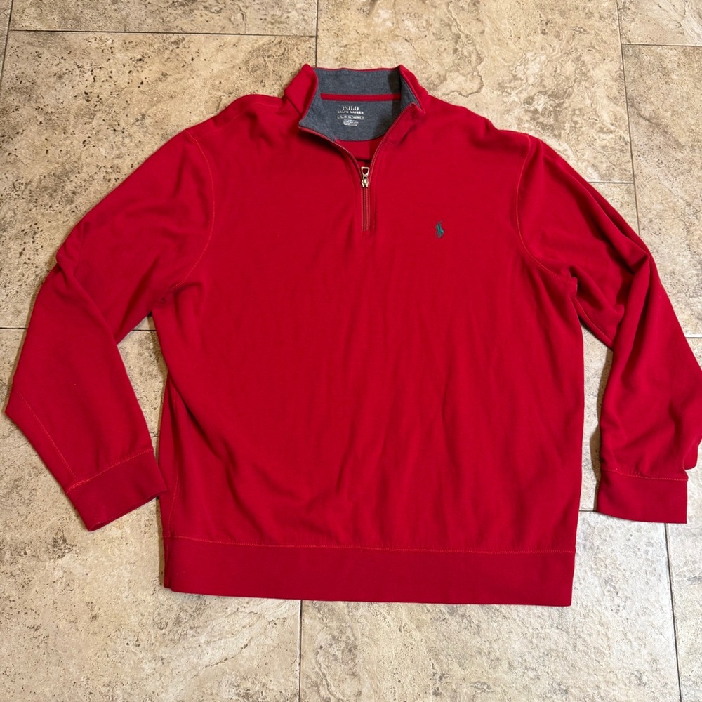 Polo Ralph Lauren Swater Mens XL Red 1/4 Zip Pullover Mock Neck Golf